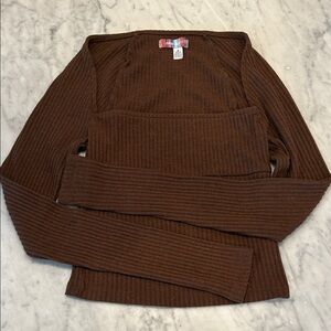 Urban Outfitters Brown Ribbed Crewneck Sweater